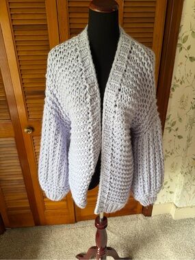 NWT Altar’d State Chunky Lavender Open-Front Women's Sweater Cardigan sz S/M